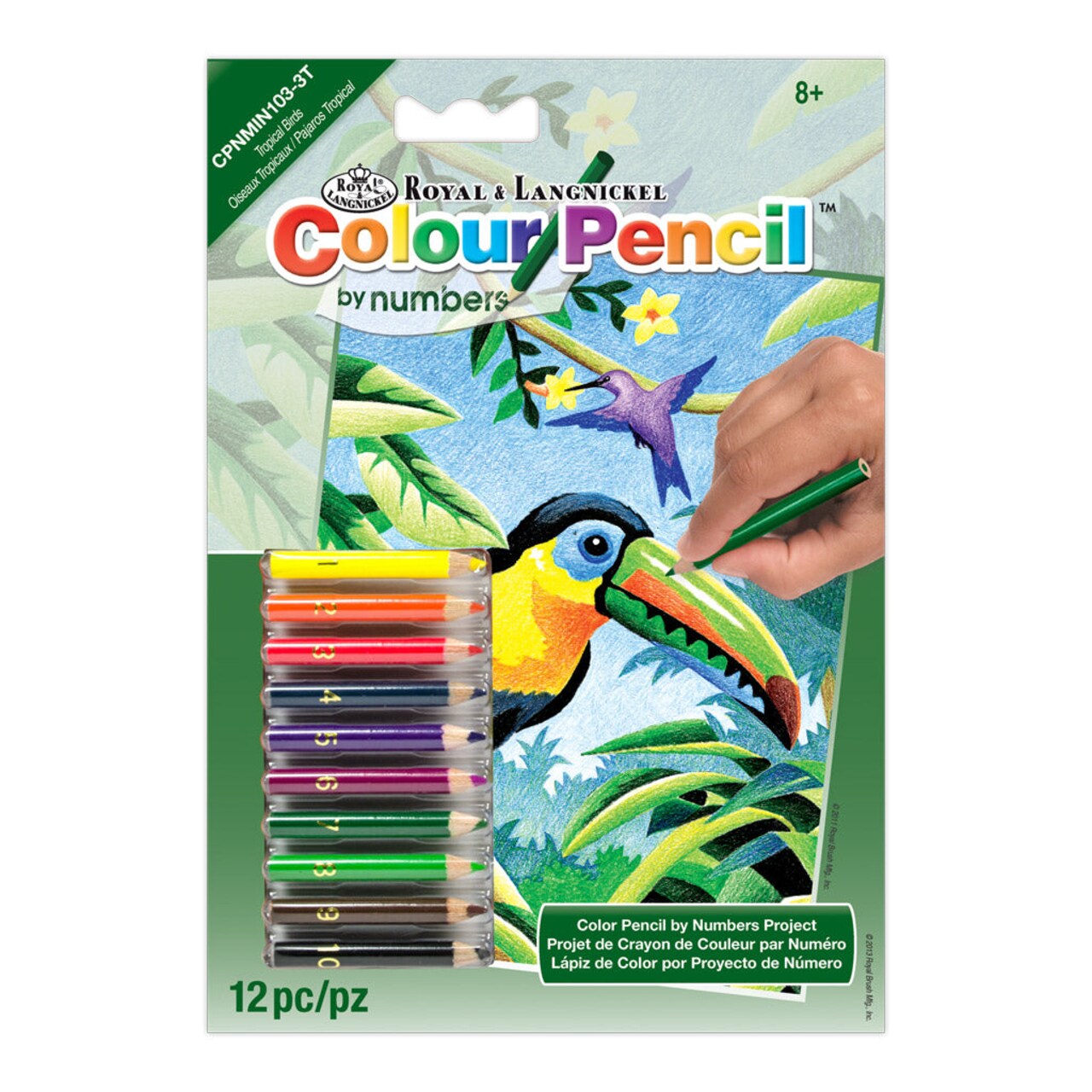 CPNMIN-103 | Colour Pencil by numbers™ 12pc 5" x 7" Tropical Birds Project